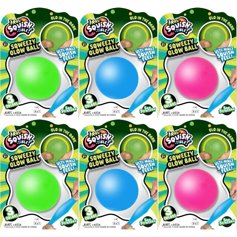 🔥JA-RU Irre-Squishtible Sqweezy Glow In The Dark Ball BLUE BNWT🔥